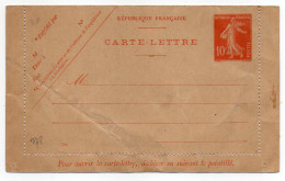 Entier  Carte-lettre Semeuse 10c Rouge Neuf--avec Pli Oblique - Kartenbriefe