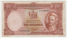 New Zealand 10 Shillings 1940 - 1955 VF Pick 158a 158 A (HANNA) - New Zealand