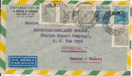 Brazil Air Mail Cover Sent To Sweden 1-11-1946 With A Lot Of Stamps - Poste Aérienne