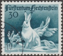 Liechtenstein 1946 Y&T 225 Michel 250. Faune, Chasse. Lièvre Des Neiges. Oblitéré - Lapins