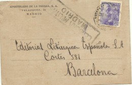 TARJETA COMERCIAL  1939 CENSURA MILITAR MADRID - Nationalists Censor Marks