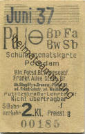 Berlin - Schülermonatskarte - Potsdam - 2. Klasse S-Bahnverkehr Preisstufe 8 1937 - Europe