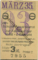 Berlin - Schülermonatskarte Zur Fahrt Auf Der Stadt- U. Ringbahn - 3. Klasse S-Bahnverkehr Preisstufe 2 1935 - Europa