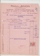 BRUXELLES - RAOUL/SIMON - FACTURE MATERIELS FOURNITURES - 1935 - Straßenhandel Und Kleingewerbe