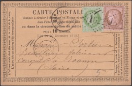 France 1873 Y&T 53 Et 58. Carte Précurseur, Oblitération GC 1622 De Gap - Tarjetas Precursoras
