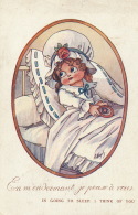 ENFANTS - LITTLE GIRL -  Jolie Carte Fantaisie Petite Fille "En M'endormant Je Pense à Vous"  Signée WUYTS - Wuyts