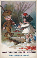 ENFANTS - Jolie Carte Fantaisie Fillette & Soldat Anglais "Come Over, You Will Be Welcome "- Signée FRED SPURGIN - Spurgin, Fred