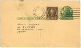 ETATS UNIS Entier Postal + Timbre 1/2 Cent Obl MADISON Voyagé Carcassonne - Chemical Research New York - 1921-40