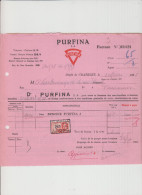CHATELET - PURFINA - FACTURE DE BENZINE  - 8/3/1935 - Petits Métiers