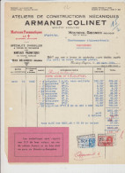 HOUDENG GOEGNIES - ARMAND COLINET -  CONSTRUCTIONS MECANIQUES - 20/3/1935 - Petits Métiers