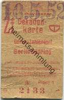 Berlin S-Bahnverkehr - Dekadenkarte - Berlin-Zehlendorf Berlin Südring - Preisstufe 1 1952 - Europa