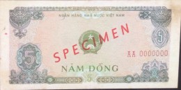 Vietnam Viet Nam 5 Dong VF SPECIMEN Banknote 1976 - P#81 - RARE / 02 Images - Indochine