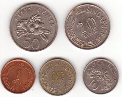 Set Of 5 Coins From Singapore - Singapour