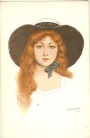 Illustrateur Reading-grace Feminine-femme Au Chapeau--cpa - Reading