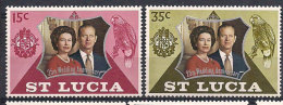 St. Lucia 1972 Silver Wedding, Mi 320-321  MNH(**) - St.Lucia (...-1978)