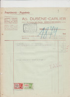 MONCEAU SUR SAMBRE - AD DUSENE/CARLIER - IMPRIMERIE/PAPETERIE FACTURE - 1943 - Petits Métiers