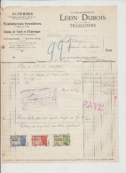 TRAZEGNIES - LEON DUBOIS - EXPLOITATIONS FORESTIERES / SCIERIES - FACTURE 2  - 1946 - Straßenhandel Und Kleingewerbe