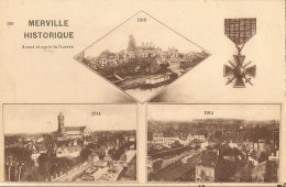 Merville- Historique-avant Et Après  La Guerre-croix De Guerre-1914-1918-cpa - Merville