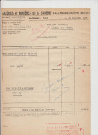 MONCEAU SUR SAMBRE - ACIERES/MINIERES DE LA SAMBRE - FACTURE - 1958 - Petits Métiers