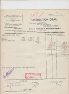 MONCEAU SUR SAMBRE - DISTRIBUTION D'EAU  - FACTURE - JUIN 1958 - Artigianato
