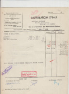 MONCEAU SUR SAMBRE - DISTRIBUTION D'EAU  - FACTURE - JUILLET 1958 - Artigianato