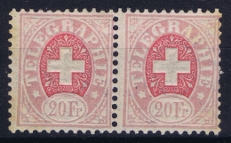 Switserland 1881 Pair  Mi Nr 19 1x MNH/** + 1 X MH/* - Telegrafo