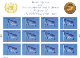 BOG36 UNO NEW YORK  2001 Michl  888 ** Postfrisch ZUSAMMENBRUCKBOGEN Siehe ABBILDUNG - Unused Stamps