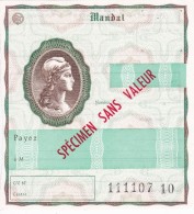 FRANCE  MANDAT SPECIMEN SANS VALEUR - Reply Coupons