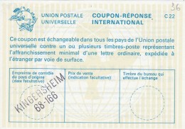 FRANCE  COUPON REPONSE  INTERNATIONAL  KINGERSHEIM - Coupons-réponse