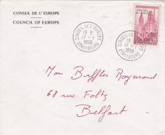 FRANCE  1958 LETTRE DE STRASBOURG CONSEIL DE L´EUROPE - Cartas & Documentos
