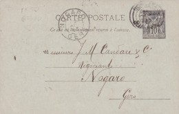 FRANCE  1893  ENTIER POSTAL DE BORDEAUX - Cartes Postales Repiquages (avant 1995)