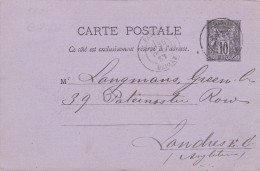 FRANCE  1883 ENTIER POSTAL DE PARIS - Cartes Postales Repiquages (avant 1995)