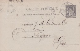 FRANCE  1894 ENTIER POSTAL DE BORDEAUX - Cartes Postales Repiquages (avant 1995)