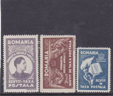 #129  FISCAUX STAMPS, KING MIHAI , 3X STAMPS,  LACED STAMP,  MNH**, ROMANIA. - Revenue Stamps