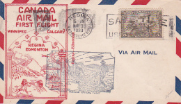 Canada 1930 First Flight Cover Winnipeg To Calgary - Primi Voli