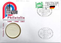 (BT2)DDR Numisbrief "Philatelia´91 Köln"25.10.91Köln Mit Porz.-Medaille Meissen(Münze)+50Pf 1990DP+50Pf Deutsche Einheit - Altri & Non Classificati