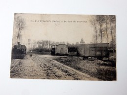 Carte Postale Ancienne : PONTVALLAIN : La Gare Du Tramway, Avec Train Et Waggons, En 1908 - Pontvallain