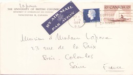 CANADA ENVELOPPE DE VANCOUVER POUR BOIS COLOMBES DU 4 MAI 1964 - Storia Postale