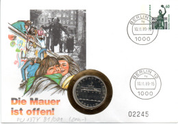 (Gm1)) DDR Numisbrief "Die Mauer Ist Offen" 10.11.1989 BERLIN Mit 5DM 1971 Brandenb. Tor (Münze)+60 Pf. Gzs-Umschlag - Altri & Non Classificati