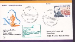 Italy Air Mail Luftpost Par Avion LUFTHANSA 1st Flight Erstflug 1981 Cover Lettera NAPOLI - GENNOA - FRANKFURT Camboni - Airmail