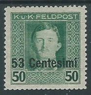 1918 OCCUPAZIONE AUSTRIACA EFFIGIE 53 CENT SU 50 H MH * - P1-4 - Oostenrijkse Bezetting