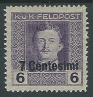 1918 OCCUPAZIONE AUSTRIACA EFFIGIE 7 CENT SU 6 H MH * - P1-5 - Oostenrijkse Bezetting