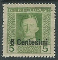 1918 OCCUPAZIONE AUSTRIACA EFFIGIE 6 CENT SU 5 H MH * - P1-6 - Oostenrijkse Bezetting