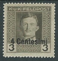 1918 OCCUPAZIONE AUSTRIACA EFFIGIE 4 CENT SU 3 H MH * - P1-7 - Oostenrijkse Bezetting