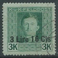 1918 OCCUPAZIONE AUSTRIACA USATO EFFIGIE 3,16 LIRE SU 3 K - P1-7 - Oostenrijkse Bezetting