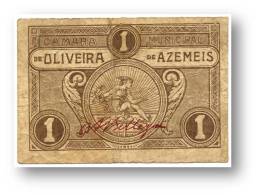 OLIVEIRA De AZEMÉIS - Cédula 1 Centavo - Chancela Na FRENTE - M.A. 1628 - Portugal Emergency Paper Money Notgeld - Portugal