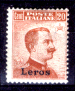 Italia-F01221 - Egeo - Lero 1917: Sassone N. 9 (+) LH - Privo Di Difetti Occulti - Ägäis (Lero)