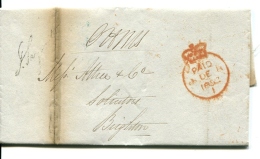 Local Letter BRIGHTON 1852 With Content - BLUE Cancel ! - ...-1840 Voorlopers