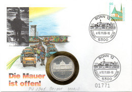 (Gm1)) DDR Numisbrief "Die Mauer Ist Offen" 10.11.1989 BONN Mit 5DM 1971 Reichstag (Münze)+100 Pf. Gzs-Umschlag - Andere & Zonder Classificatie