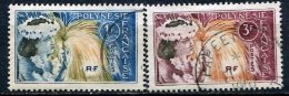 POLYNESIE -  Yv. N°27,28  (o)   1f ,3f  Danseuse  Cote  1,6 Euro  BE - Oblitérés